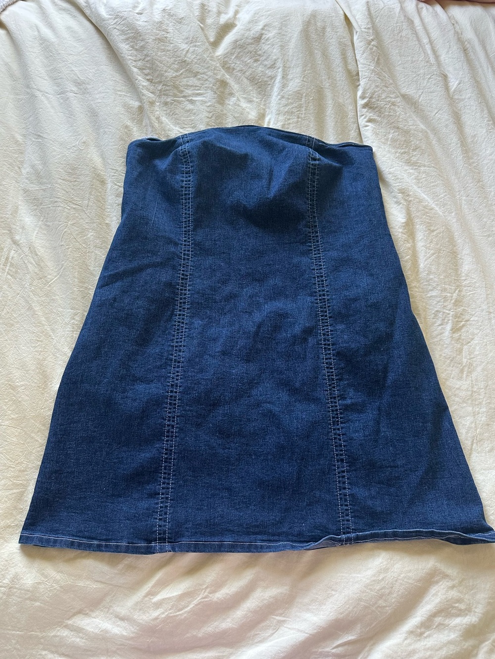 H&M Dark Blue Denim Strapless Dress